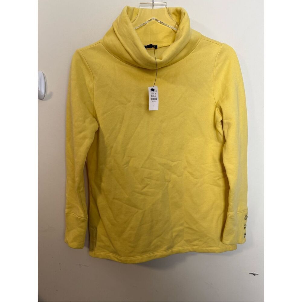 Talbots Cowl neck Sweatshirt Womens Yellow Fleece Turtle Neck Long Sleeve Pullov